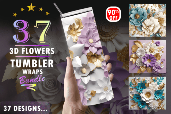 37 3D Flowers Tumbler Sublimation: A Bundle of Nature-Inspired Art