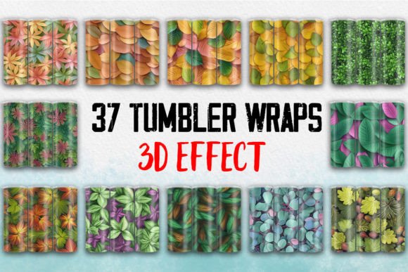 3D Colorful Leaves Tumbler Wrap Design