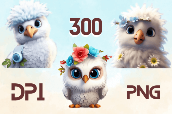 3D Cute Birds Sublimation Clipart 11: Whimsy for Your Designs