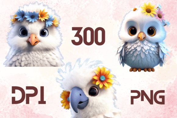 3D Cute Birds Sublimation Clipart: Whimsical Design Assets