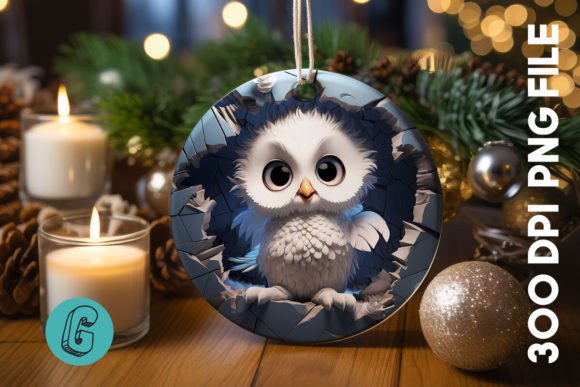 3D Cute Owl Break Through Ornament: A Charming Digital Asset