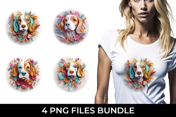 3D Floral Fantasy Beagle Sublimation PNG for Your Creations