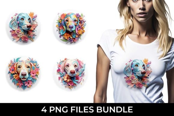 3D Floral Fantasy Dachshund Sublimation Design