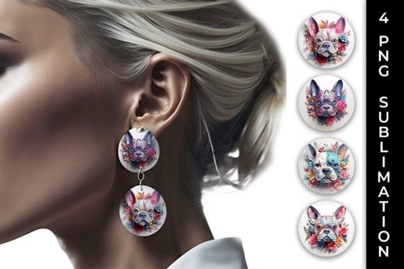 3D Floral Fantasy French Bulldog Earring Design