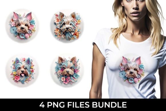 3D Floral Fantasy Yorkshire Terrier PNG