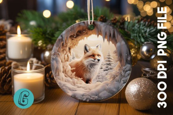 3D Fox Break Through Ornament (15): Creative Digital Asset