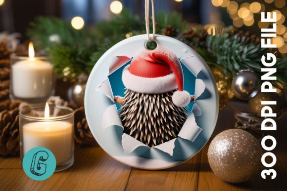 3D Hedgehog Christmas Ornament Back: A Creative Digital Asset