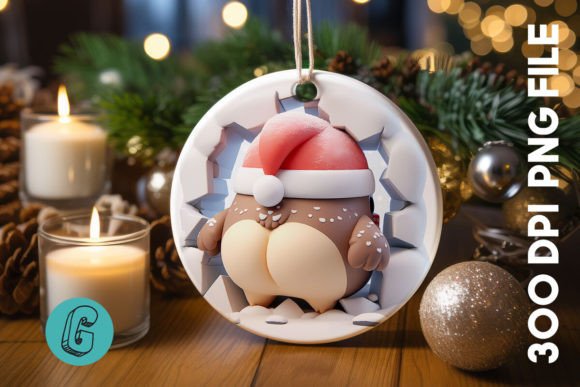 3D Owl Break Through Ornament Back (81): Creative Design Asset