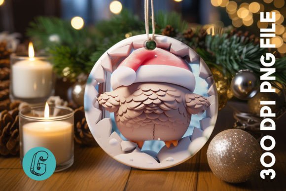 3D Owl Break Through Ornament Back: Creative Digital Design