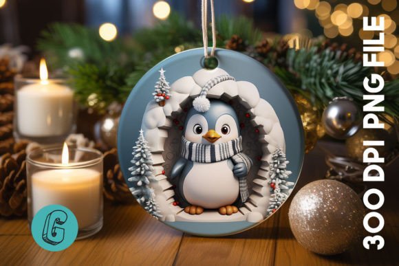 3D Penguin Break Through Ornament: A Fun Digital Download
