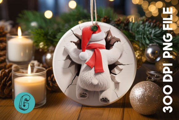 3D Polar Bear Break Through Ornament F2 for Creative Projects