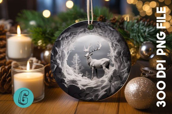3D Reindeer Break Through Ornament (17)
