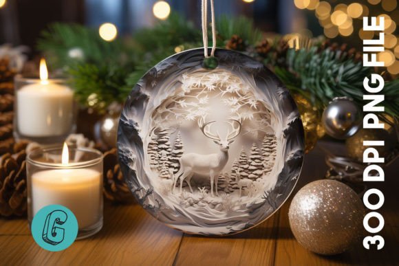 3D Reindeer Break Through Ornament (27): A Festive Design Asset