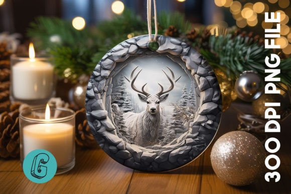 3D Reindeer Break Through Ornament (30) for Creative Projects