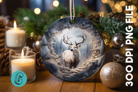 3D Reindeer Break Through Ornament (38)