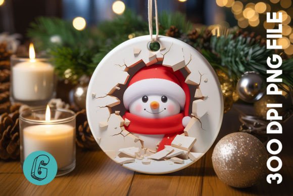 3D Snowman Break Wall Ornament PNG (42)