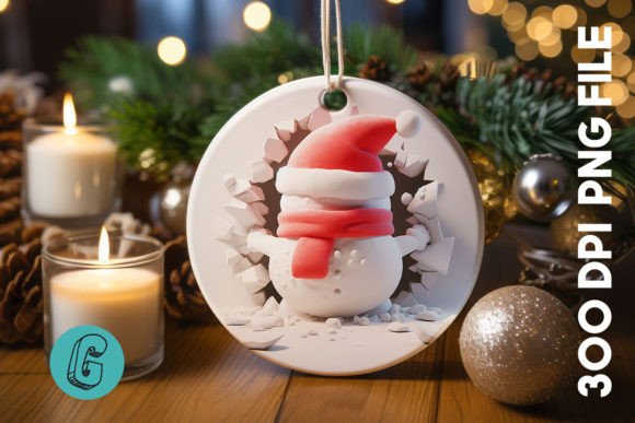 3D Snowman Break Wall Ornament PNG (47)