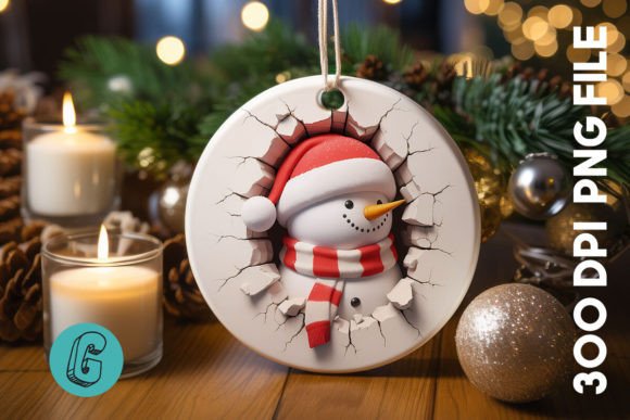 3D Snowman Break Wall Ornament PNG (52)
