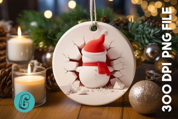 3D Snowman Break Wall Ornament PNG (53) for Holiday Crafts