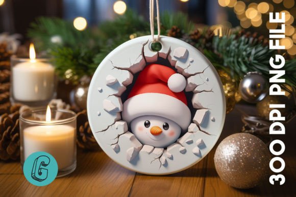 3D Snowman Break Wall Ornament PNG (54)