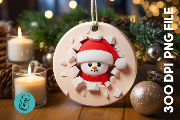 3D Snowman Break Wall Ornament PNG: Holiday Design Magic