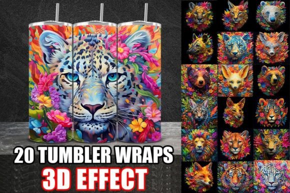 3D Sublimation Animals Tumbler Wrap Bundle