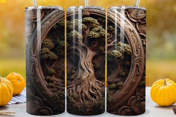 3D Tree of Life Tumbler Wrap: Nature-Inspired Sublimation Art