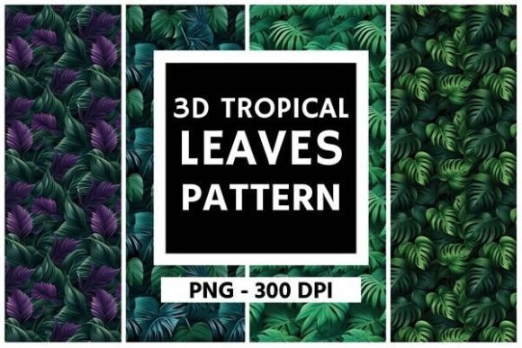 3D Tropical Leaves Pattern 01: Vibrant Digital Design