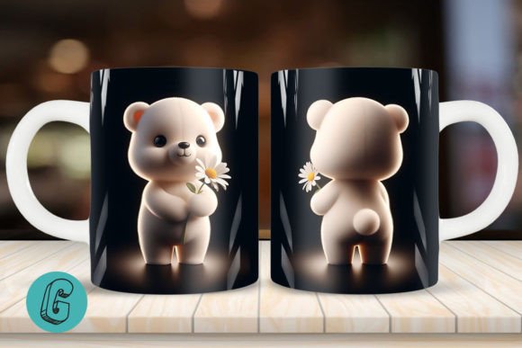 Adorable 3D Mug Wrap: Cute Bear Design for Crafts