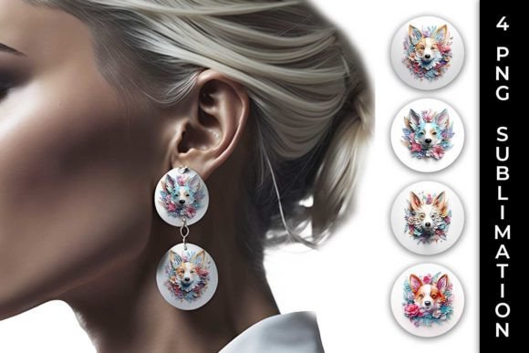 Charming Corgi Earrings: Floral Fantasy Design Bundle