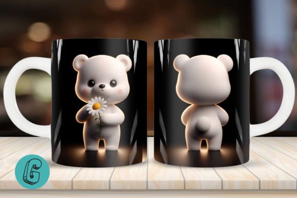 Cute Bear 2 Sided 3D Mug Wrap Set (03)