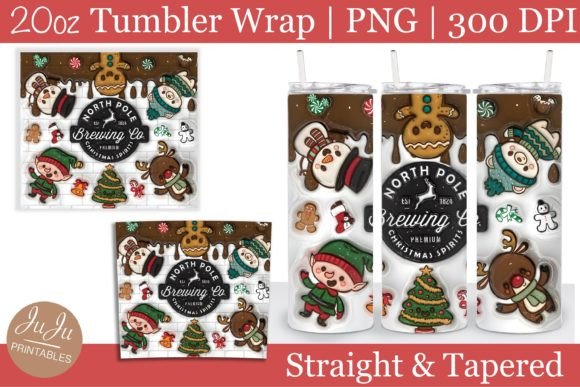 Festive 3D Inflated Christmas Tumbler Wrap Design
